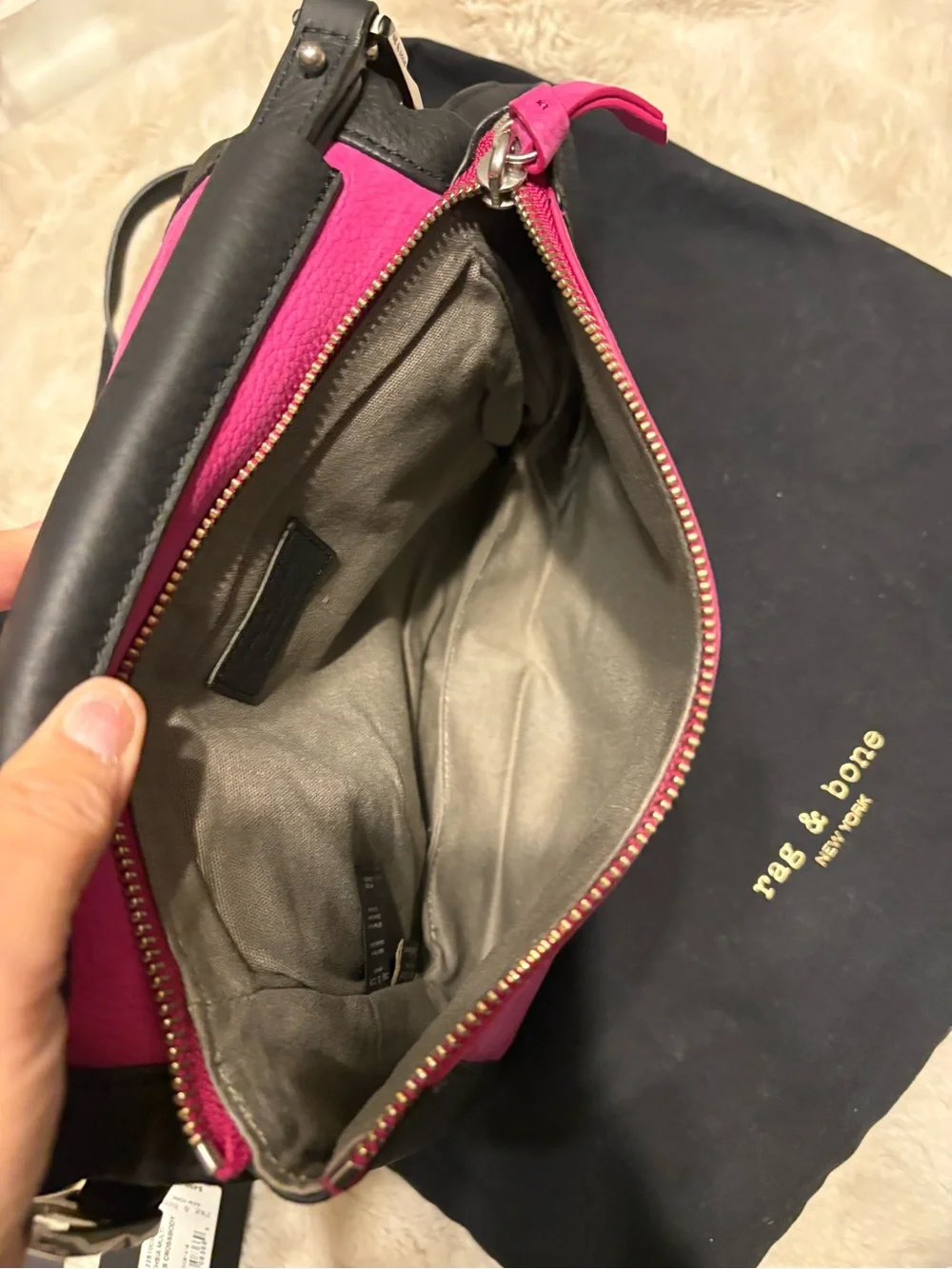 rag & bone Hot Pink and Black Leather Crossbody